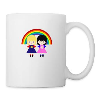 Nettes lesbisches Paar unter dem Regenbogen - Tasse - Weiß - Rechts