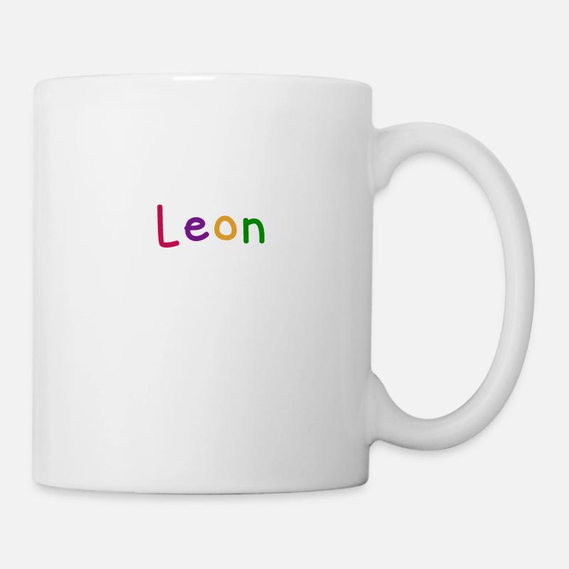 Leon Vorname Junge Name farbig Schrift bunt - Tasse - Weiß