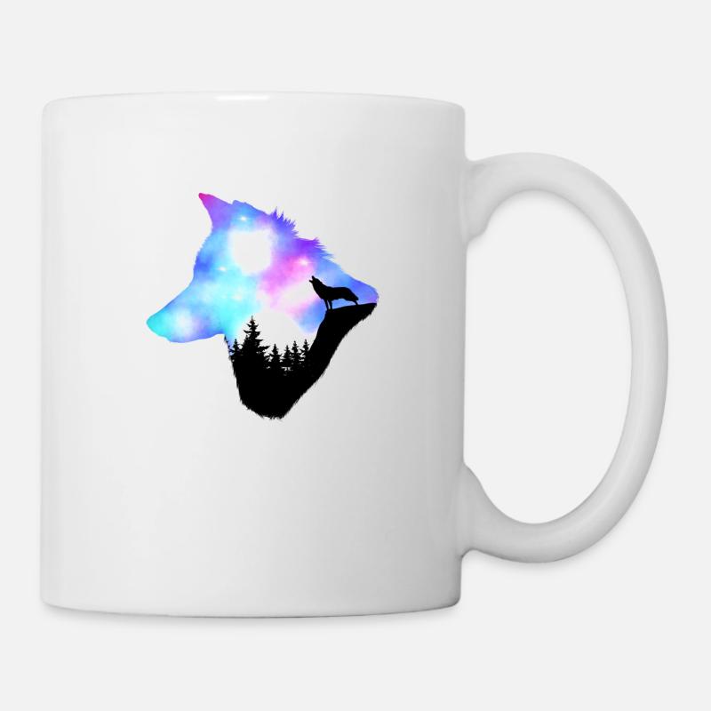 Nothern Lights Howling Wolf - Tasse - Weiß