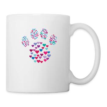 Tatzen-Druck-Herz-Geschenk-Idee Hund Liebhaber Paw - Tasse - Weiß - Rechts