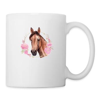 Great horse shirt girls children flowers horse - Mug - white - Right