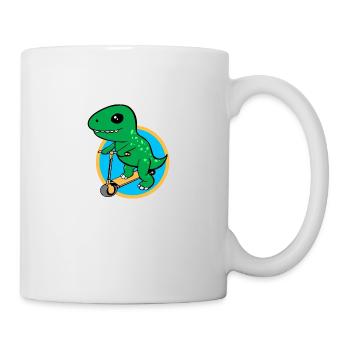 Dino Scooter Dino Liebhaber Lustige Geschenkidee - Tasse - Weiß - Rechts