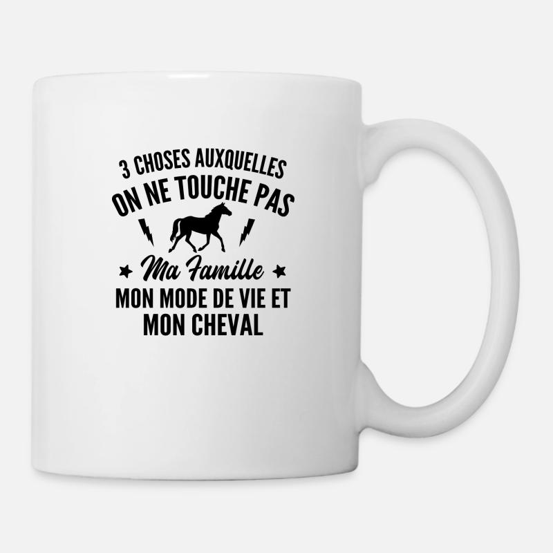 touche pas mon cheval - cadeau humour cheval - Mug blanc - blanc