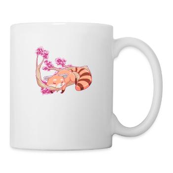 Vintage Red Panda japanische Kirschblütenblume - Tasse - Weiß - Rechts