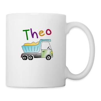 Theo First Name Tipper Boy Car Name Truck Party - Mug - white - Right
