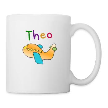 Theo Vorname Flieger Junge Flugzeug Name Geschenk - Tasse - Weiß - Rechts