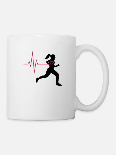 Läuferin mit Herz - Tasse - Weiß
