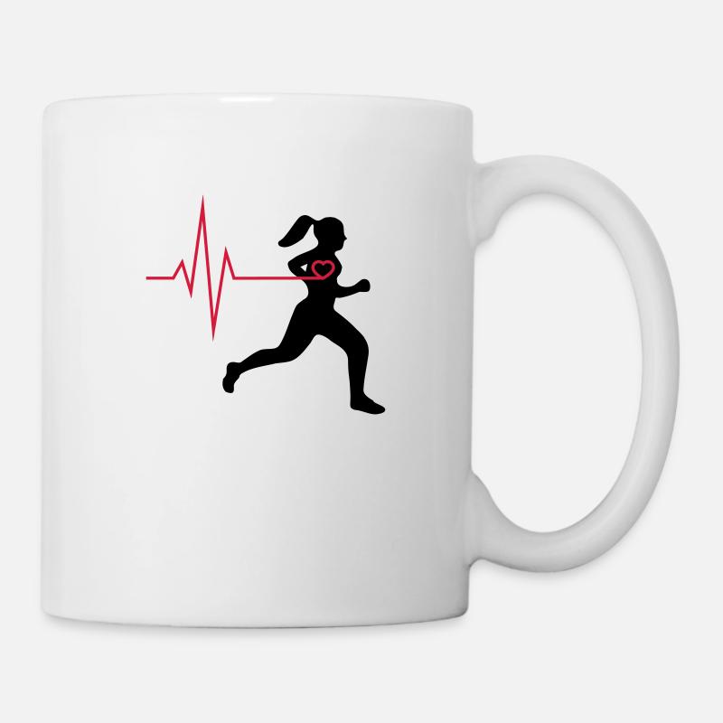 Läuferin mit Herz - Tasse - Weiß