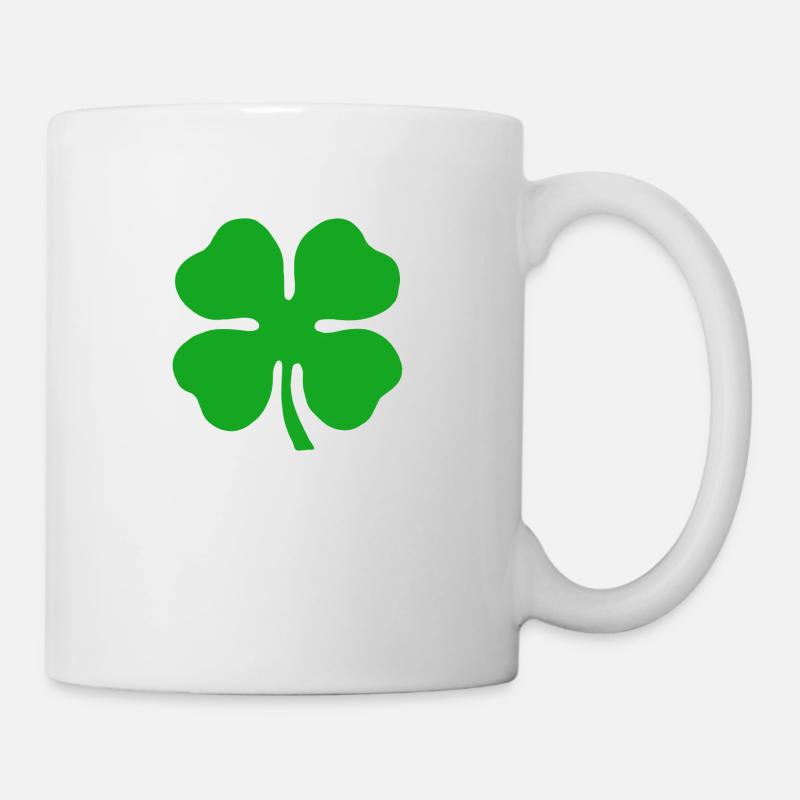 Vierblättriges Kleeblatt Glücksklee Neujahr Klee - Tasse - Weiß