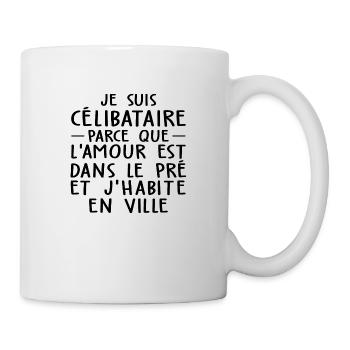 je suis célibataire - l'amour est dans le pré - Mug blanc - blanc - Droite