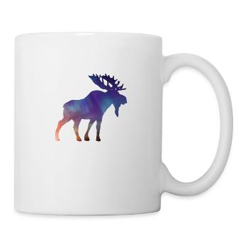 Idée cadeau aurores boréales à double exposition animaux orignaux - Mug blanc - blanc - Droite
