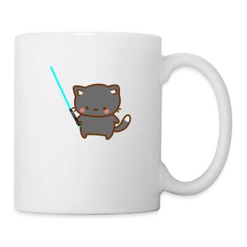 Chat mignon avec sabre laser bleu - Mug blanc - blanc - Droite