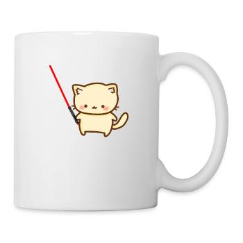 Chat mignon avec un sabre laser rouge - Mug blanc - blanc - Droite
