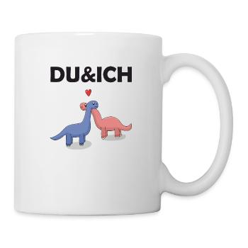 Valentinstag Spruch Du&ICH Dino Paar Liebe - Tasse - Weiß - Rechts