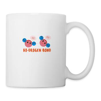 Hydrogen H2 Bond Cute Cartoon Says Hi - Mug - white - Right