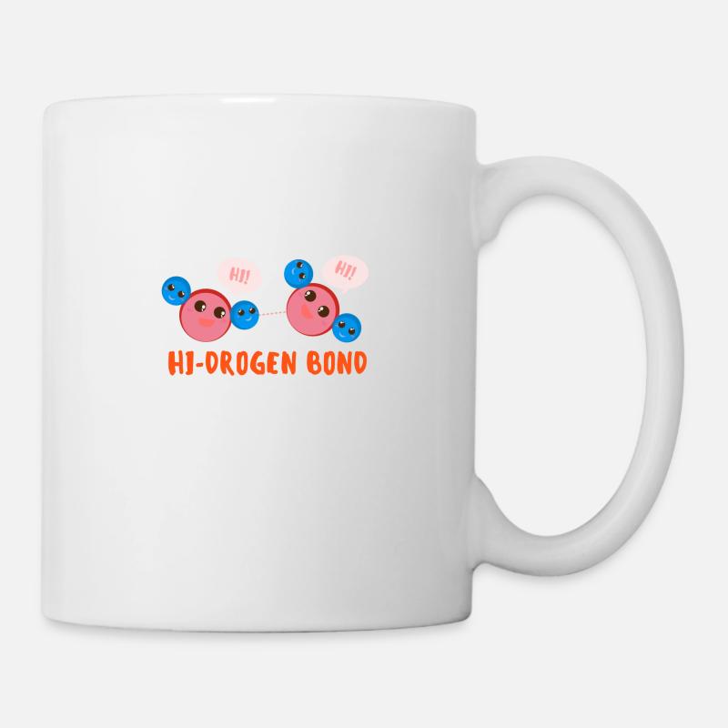 Hydrogen H2 Bond Cute Cartoon dit bonjour - Mug blanc - blanc