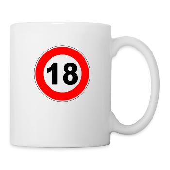 18. Geburtstag - 18 - Feier - Straßenschild - Tasse - Weiß - Rechts