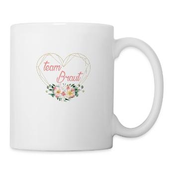 Team Braut Blumen Herz personalisierbar - Tasse - Weiß - Rechts