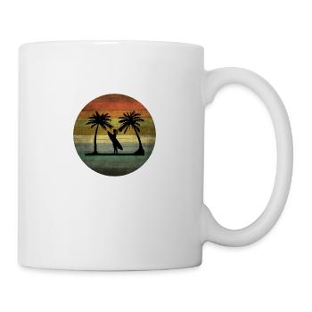 Vintage Sonnenuntergang Surfer - Tasse - Weiß - Rechts