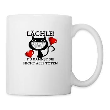 Lächle du kannst Sie nicht alle töten Katze Mieze - Tasse - Weiß - Rechts