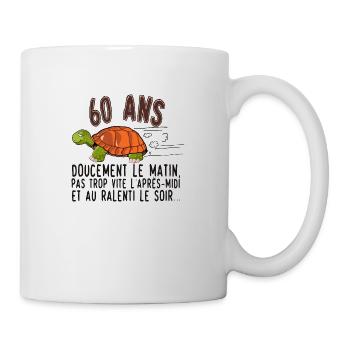 60-year-old anniversary turtle gently slowed down - Mug - white - Right