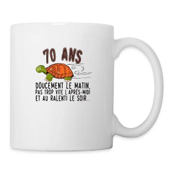 70 ans tortue anniversaire doucement vite ralenti - Mug blanc - blanc - Droite
