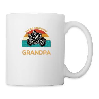 Cool grandpa as a biker motorcyclist - Mug - white - Right