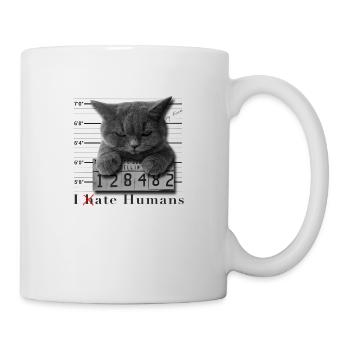 Cat hates humans Mugshot - Mug blanc - blanc - Droite