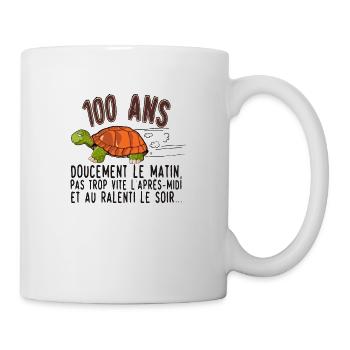 100 ans tortue anniversaire doucement vite ralenti - Mug blanc - blanc - Droite