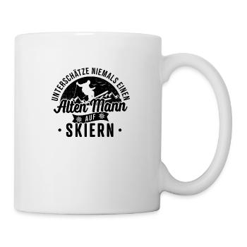 Alter Mann Skiern Ski Skifahren Apres Ski Outfit - Tasse - Weiß - Rechts