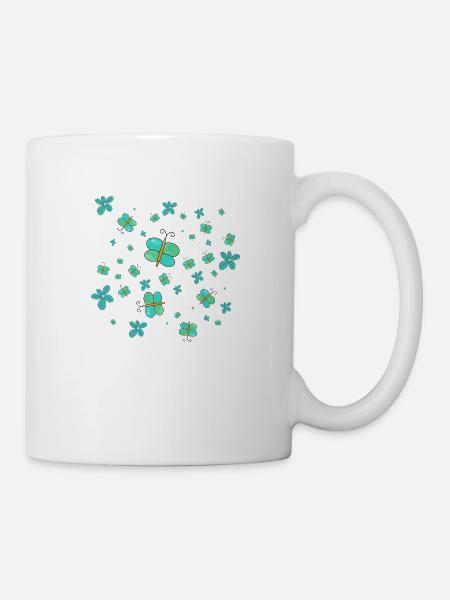 Buntes Muster der Schmetterlingskunst - abstrakter Schmetterling - Tasse - Weiß