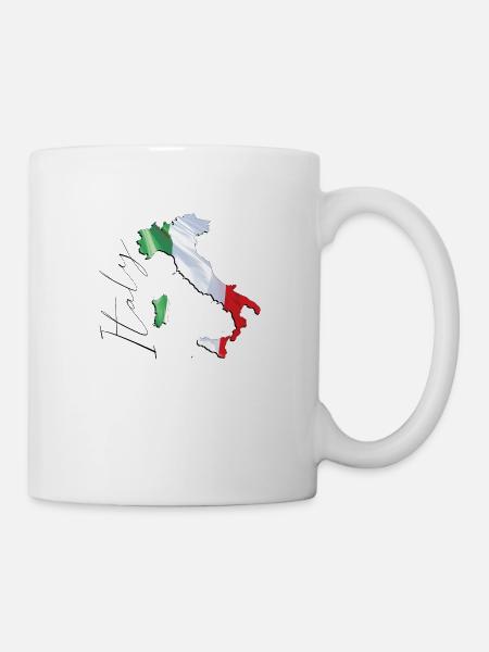 Drapeau de l’Italie sur la carte de l’Italie EN - Mug blanc - blanc
