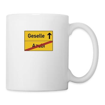 Ausbildung zu Ende - Geselle Ortsschild - Tasse - Weiß - Rechts