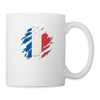 Frankreich Flagge Risse Französische Fahne Heimat - Tasse - Weiß - Rechts