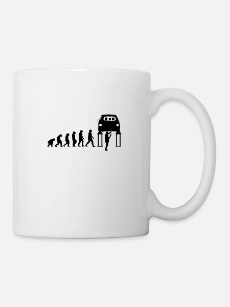 Geschenk wagen autofans mechaniker evolution - Tasse - Weiß