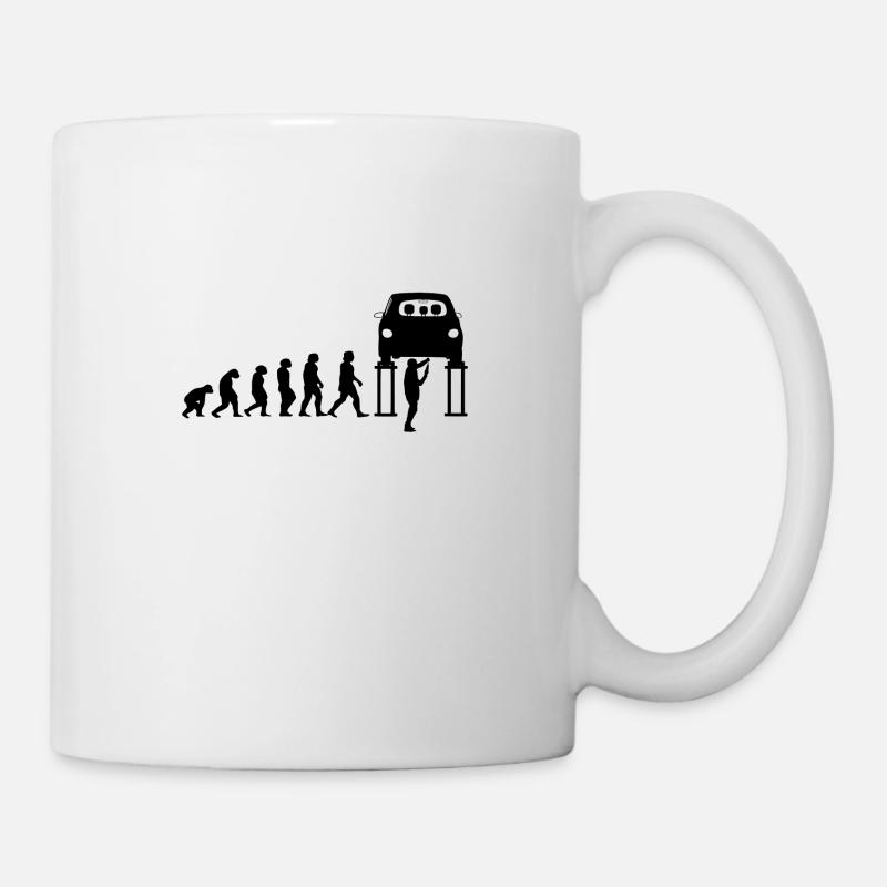 Évolution de la mécanique fanatique de voiture cadeau - Mug blanc - blanc