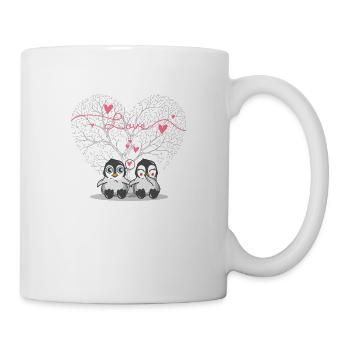 True Love illustré par de jolis pingouins - Mug blanc - blanc - Droite