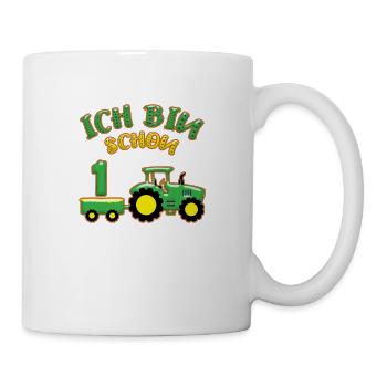 1 Jahre alt 1 Geburtstag Traktor Ich bin schon 1 - Tasse - Weiß - Rechts