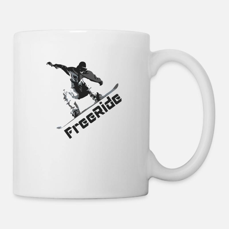 FreeRide, Snowboarden, Powder Boarding, Skiurlaub - Tasse - Weiß