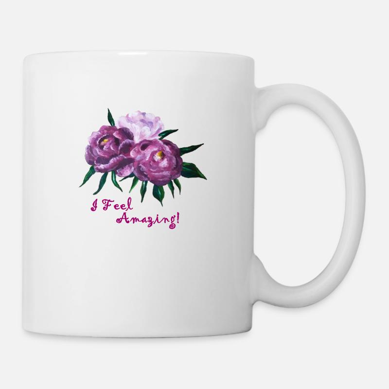 feel amazing peonies - Mug - white