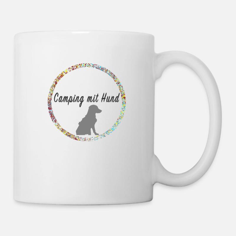 Camping with a dog - Mug - white