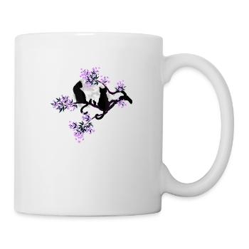 Cats under the full moon in the blossoming cherry tree - Mug - white - Right