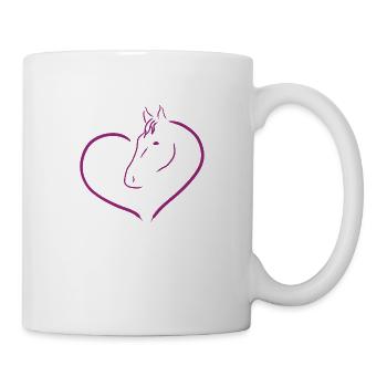 Cheval, coeur, amour du cheval Idée de cadeau, tête de cheval - Mug blanc - blanc - Droite