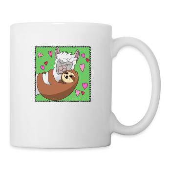 Llama and sloth - this is love - Valentine's Day - Mug - white - Right