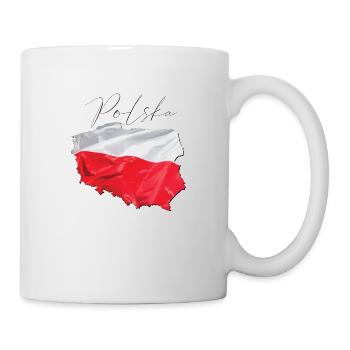 Polen Flagge in der Polen Landkarte PL - Tasse - Weiß - Rechts