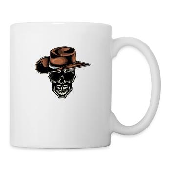 tete de mort crane skull cowboy chapeau fantaisie - Mug blanc - blanc - Droite