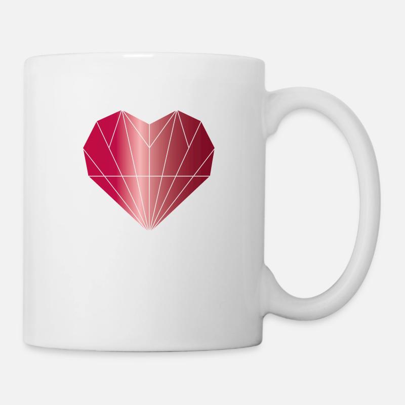 Herz Diamant rubinrot - Tasse - Weiß