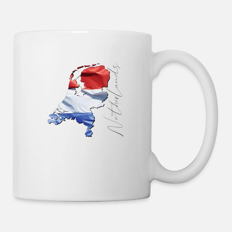 Niederlande | echte Flagge | Flag Map EN - Tasse - Weiß