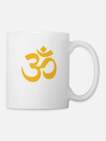 om zeichen chakra mandala yoga liebe energie gelb - Tasse - Weiß