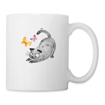 Katzen Katzenmutter Katzenkind Katze Meow Meoww - Tasse - Weiß - Rechts